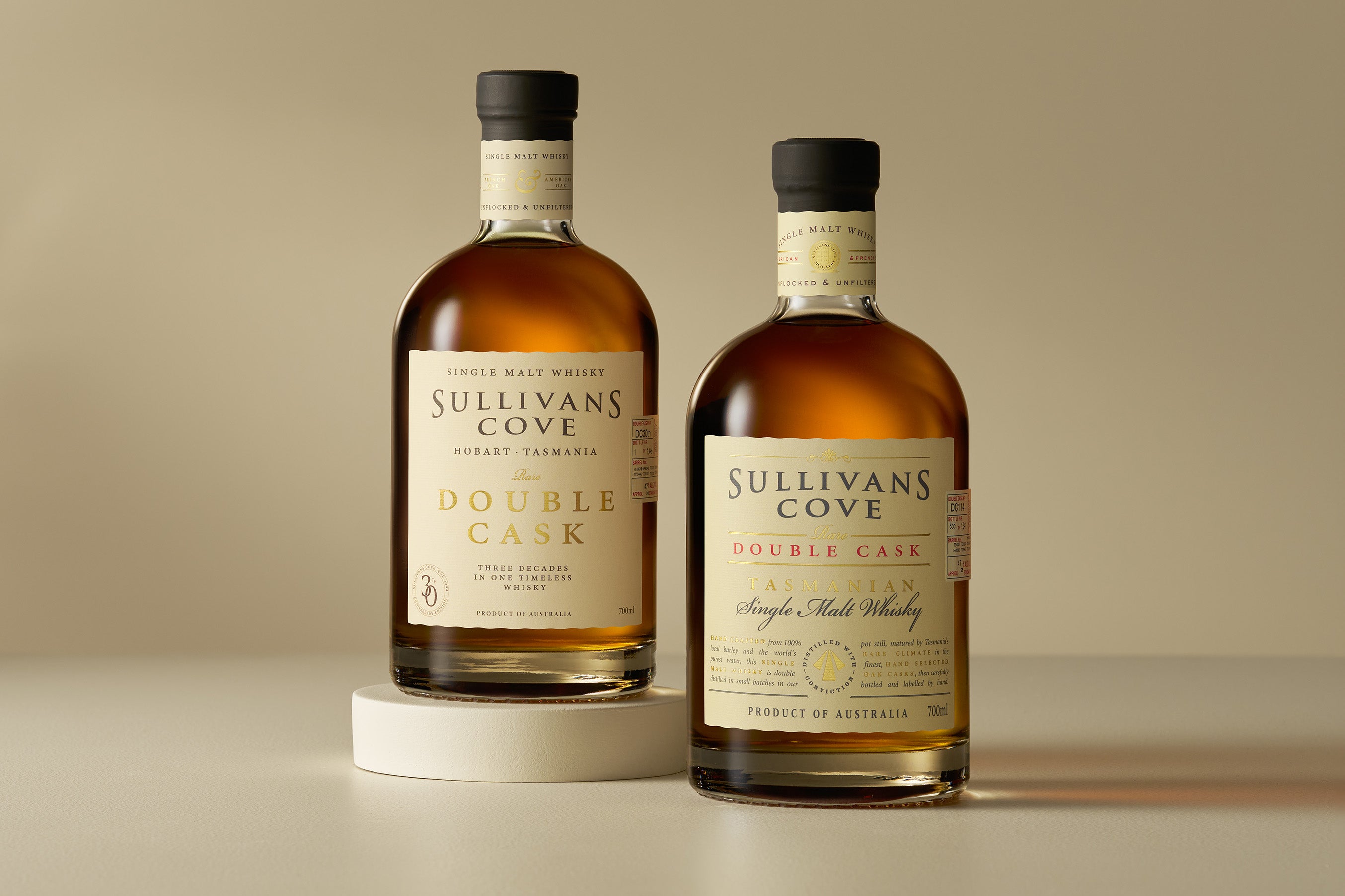 Two bottles of Double Cask Whisky