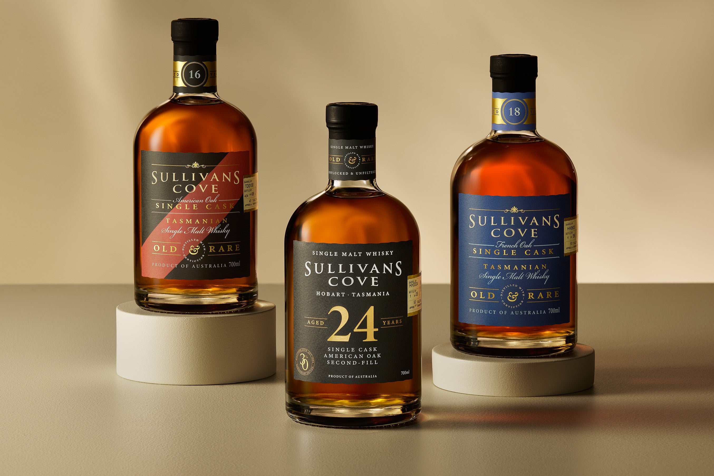 Three bottles of Older Cask Whisky